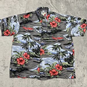 Big Dogs Hawaiian Shirt Mens‎ Size XL Dogs Driving Classic Cars Palm Trees Beach